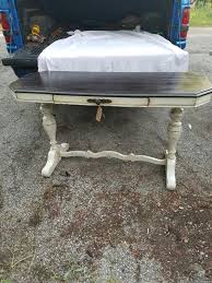 1940 s black walnut sofa table painted with general finishes queenstown grey as an undercoat then antique white mi walnut sofa table sofa table painted table