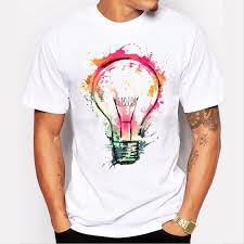 Men S Cool Painted Bulb Design T Shirt Tee Tee Shirt Print T Shirt Painting Printed Shirts
