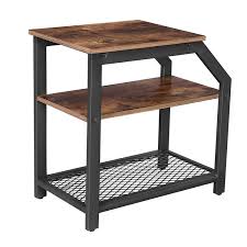 If your room is busy with prints and patterns, choose a wooden table in a dark tone to balance out the look. Product Detail Vasagle Industrial Metal Frame Small Spaces Sturdy Wood Look Accent Furniture End Table 3 Tier Nightstand Side Table With Shelf Djimart