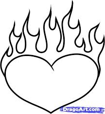 Heart N Flame Heart Coloring Pages Love Coloring Pages Fire Heart