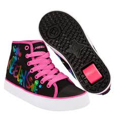Black And Hot Pink Heelys Heelys Veloz Black Rainbow Metallic Print Kid Shoes Roller Shoes Girls Shoes Kids
