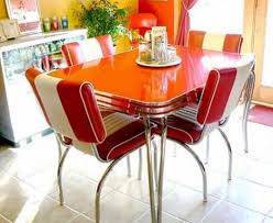 Red Colorful Dining Room Retro Dining Rooms Retro Dining Table Retro Kitchen