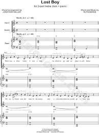 The song lost boy is classified in the genres: Ruth B Lost Boy Arr Jonathan Miller 2 Part Treble Choir Piano Choral Sheet Music In C Major Download Print Sku Mn0163081