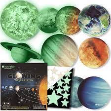 Amazon Com Glow In The Dark Stars And Planets Bright Solar System Wall Stickers Glowing Ceiling Decals For Kids Bedroom Any Room Shining Space Decoration Birthday Christmas Gift For Boys And Girls Baby