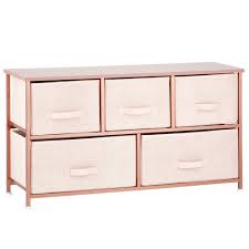 Black And Rose Gold Dresser Mdesign Extra Wide Dresser Storage Tower With 5 Drawers Light Pink Rose Gold Light Pink Pink Gold Dresser Storage Storage Towers Extra Wide Dresser