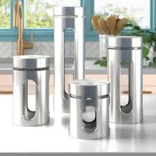 Canisters sets for kitchen counter, beyonda kitchen canisters set of 4 ceramic jars with airtight bamboo lid, heat & cold resistant portable coffee canister for ground coffee, tea, sugar, spices 4.2 out of 5 stars 58 Coffee Themed Canisters Wayfair