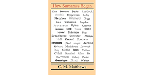 Less obvious ones are beadle, rutter, and baxter one of the most common indian surnames, patel, was a status name from a hindu and parsi name for a village herdsman. How Surnames Began Amazon Co Uk Matthews Constance M 9780718891541 Books