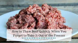 Submerge in cold water ground beef that's been frozen flat should thaw in about ten minutes, while denser hunks of meat will a. How To Thaw Beef Quickly When You Forget To Take It Out Of The Freezer