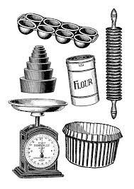 Baking Art Print Kitchen Cooking Utensils Cake Bread Pastry Baking Tattoo Baking Art Scratchboard Art