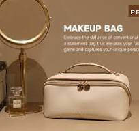 Prite Borsa cosmetica di grande capacità portatile da viaggio make up borsa  impermeabile in pelle PU trousse o beauty case con separatore trasparente  ...