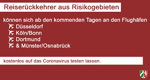 Keine quarantäne mehr für reiserückkehrer in nrw. Mags Nrw On Twitter Das Land Nrw Richtet Corona Testzentren An Nordrhein Westfalischen Flughafen Ein Flugreisende Aus Risikogebieten Konnen Sich In Dusseldorf Koln Bonn Dortmund Munster Osnabruck Kostenlos Testen Lassen Mehr Infos