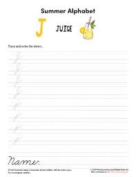 Ideally, writing some letters requires a learner to begin at the base of the body line or include loops, which can appear at the top or bottom of the alphabet. Summer Alphabet Letter J In Cursive Primarylearning Org
