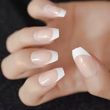 The name is chosen because of the resemblance white stiletto acrylic nails are the perfect base for the streaks of gold and the coating of stones on some of the pinky nails. 24pcs Coffin White Border Nature Artificial Nails French Flat Medium Ballerina Simple Fake Nail Lady Nail Art Tips Z983 False Nails Aliexpress