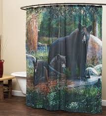 Black Bear Shower Curtain Black Bear Family Shower Curtain Rustic Shower Curtains Rustic Shower Bathroom Decor Luxury