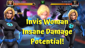 When the opponent activates a special attack, if the force field is active, it gains 10% strength for each bar of power spent. Invisible Woman Insane Damage Potential Fantastic 4 Ccp Marvel Contest Of Champions Youtube