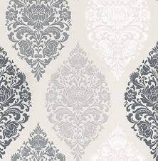 Black And Grey Wallpaper For Bedroom Loriana Dove By Prestigious Wallpaper Direct Grey Wallpaper Damask Wallpaper Wallpaper Bedroom