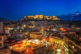 Monastiraki is a famous district of athens that extends from the monastiraki square at the end of athinas street until thission, monastiraki is a large part of the district of plaka.the old name of the area was monastirion because of the small church right on the monastiraki square the today's church of koimisis theotokou. Der Monastiraki Platz Bei Nacht Athen Griechenland Foto Von Nico Trinkhaus