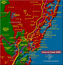 Central Coast Map Nsw Beaches National Parks Towns Central Coast Coast National Parks