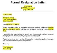 Best Formal Resignation Letter Professional Resignation Letter Resignation Letter Sample Resignation Letter