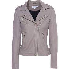 Iro Han Stone Grey Leather Biker Jacket 890 Liked On Polyvore Featuring Outerwear Jacket Grey Leather Jacket Leather Jackets Women Real Leather Jacket