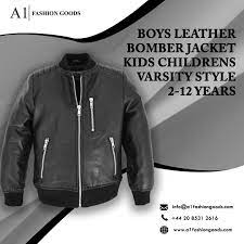 Boys Black Real Leather Bomber Jacket Kids Childrens Varsity Style 2 12 Years Kids Leather Jackets Kids Bomber Jacket Bomber Jacket