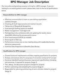 Bpo Manager Job Description | Velvet Jobs