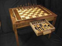 Chess Table Made From Walnut Maple And Pear Woods Chess Table Chess Set Chess