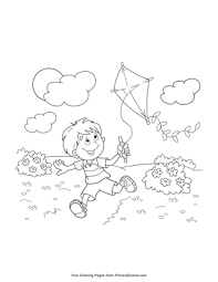 There are daily kite coloring activities including disney winnie the pooh flying a kite, cartoon kites smiling, safety rules for flying kites, never fly in rain or lightening, and other various themes. Boy Flying A Kite Coloring Page Free Printable Pdf From Primarygames