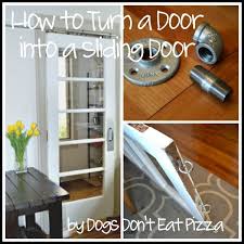How To Turn A Door Into A Sliding Door The Diy Bungalow Home Diy Diy Barn Door Sliding Doors