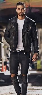 Minimal Black And White Combo With A White T Shirt Black Leather Jacket Black Leather Belt Leather Jacket Outfit Men Casual Leather Jacket Mens Casual Outfits