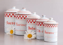Black And White Checkered Canister Set French Enamel Canister Set 5 Enamel Canisters French Kitchen Canister French Enamelware Shabby Ch French Country Kitchen French Enamel Enamel Canisters