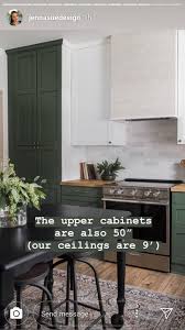 In a kitchen with a 9 foot ceiling you're usually left with 54 inches of space for upper cabinets. Jennasuedesign Uppers Are 50 Inches For 9 Foot Ceiling Benjamin Moore Peale Green Home Kitchens Upper Cabinets Ikea Kitchen