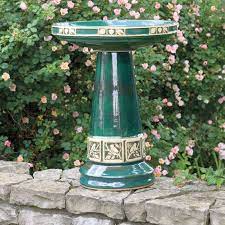 Made in the usa, following the american pottery tradition. Zanesville Glazed Stoneware Birdbath Juniper Green Decorative Handcrafted Ceramic Bird Baths At Songbird Garden