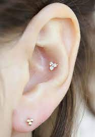 14k Gold Triple Cubic Cartilage Earring Tragus Earring Conch Tragus Earrings Earings Piercings Ear Piercings