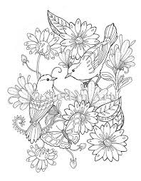Free geometric flower coloring pages download free clip art. Adult Coloring Page 2 Birds And Butterfly Floral Design Etsy