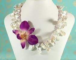 Real Orchid Necklace Tropical Jewelry Gift Preserved Orchid Necklace Flower Jewellery Tropical Jewelry