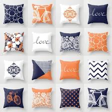 Orange Navy Blue White Throw Pillow Mix And Match Indoor Etsy Pillow Mixing Throw Pillows White Throw Pillows