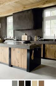 Rough Hewn Wood With Textured Black Walls Who Da Thought This Would Look So Awesome Rustic Modern Kitchen Rustic Kitchen Interior Design Kitchen