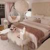 Light pink and gold bedroom. 1