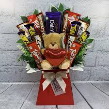Buy balloons,gifts,fruit baskets hampers & more. The Valentine S Day Chocolate Bouquet With Teddy Bear Heart Shaped Balloon Chocolate Flowers Buy Online In Solomon Islands At Solomon Desertcart Com Productid 176873268