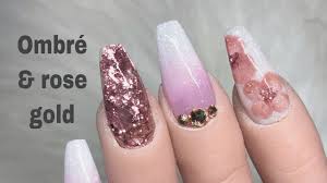 Since acrylic nails are a combination of liquid monomer and powder polymer when applied to your nails and. Rose Gold And Ombre Nails Short Acrylic Nails Youtube