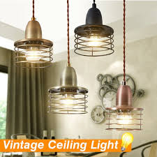E26 E27 Vintage Retro Ceiling Lamp Loft Pendant Light Metal Cage Hanging Ceiling Light Lamp Industrial Lighting Fixture And Decoration For Living Room Bedroom Kitchen Coffee Bar Walmart Com Walmart Com