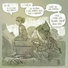 Turian C Sec Officer And Teenage Human Refugee Mass Effect 3 By Rondanchan Tumblr Mass Effect Garrus Mass Effect Comic Mass Effect Art