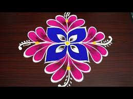 Simple Flower Pongal Rangoli With 9x3 Dots Colour Kolam For New Year 2019 Sankrant Free Hand Rangoli Design Rangoli Border Designs Colorful Rangoli Designs