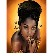5D Diamond Painting African Women and Yellow Butterflies Paint with  Diamonds Art Crystal Craft Decor