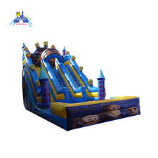 China Inflatable Wet Slide Blue Color Slide With A Little Pool Cartoon Theme Hot Selling In Summer China Inflatable Slide And Cartoon Slide Price