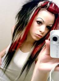 Red Black And Blond Hair Black Blonde Red Unnatural Hair Color Clown Hair Scene Hair