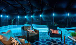 Sunset Lighting Design Pool Cage Lighting Screen Enclosure Lighting Elegant Florida Pool Cage Lighting Pool Enclosure Lighting Lanai Lighting Florida Pool