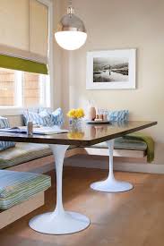 Whether it's decorative or practical, add some extra elegance with these fabric benches. Terrific Dining Table Banquette Dining Room Contemporary With Recessed Lighting Green Built In Wood Bench Booth Corner Window Modern Chairs White