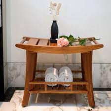 Das hochwertige und flegt zertifizierte holz verleiht dem hocker. Badezimmer Bank Aus Massiven Teakholz 61 X 41 X 46 5cm It 250375 Butic Gmbh
